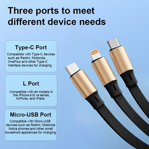 <span class=keywords><strong>Cable</strong></span> de Carga Rápida Retráctil 3 en 1 de 120W 5A, <span class=keywords><strong>Cable</strong></span> Cargador Multi USB para <span class=keywords><strong>iPhone</strong></span>, Tipo <span class=keywords><strong>C</strong></span>, Android - Product Image 4