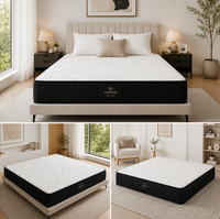 Matelas matelassé de luxe minimaliste, dessus blanc premium, côtés en tissu noir, soutien multicouche, écologique et durable