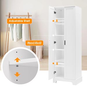 Armoire de rangement DB en MDF blanc avec étagère réglable à deux portes pour salle de bain ou Office-WF302824AAK - Product Image 5