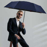 Parapluie de voyage de luxe entièrement automatique à trois plis, modèle Wholesale Blueprint LS-34, 23 pouces, 8 baleines, double ventilation personnalisée, couche en pongee