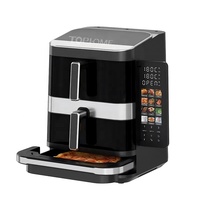 Four à pizza friteuse à air double panier 12L (5L+7L) 2800W, écran tactile numérique, double zone, antiadhésif PTFE, OEM, pour usage domestique et hôtelier