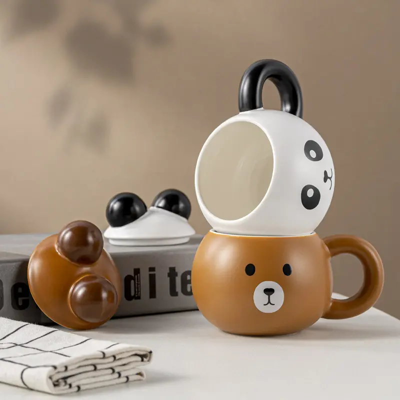 benutzerdefinierte cartoon panda persönlichkeit tasse trinken tasse niedliches geschenk keramik kaffeetasse