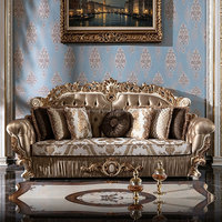 Europäischer Luxus Massivholz Geschnitztes Stoffsofa-Set für Villa-Wohnzimmer Holzsofa Königliche Palastmöbel
