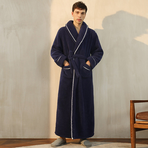 Soft Microfiber Sherpa Fleece Sherpa Bathrobe Sleepwear <strong>Pyjamas</strong> Unisex Sweat Steaming Cloth Housecoat Bath Robe for Women <strong>Men</strong> - Product Image 3