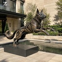 Sculpture de Berger Allemand en Bronze, Artisanat Métallique, Moulage Réaliste, Statue Animale Écologique pour Entrée de Villa, Jardin et Parc