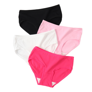 Braguitas de Algodón para Mujer, Cintura Media, Transpirables, Lisas, de Color Sólido - Product Image 1