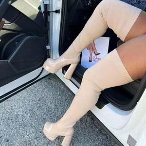 Autunno e inverno lana testa rotonda tacco spesso sopra il ginocchio <span class=keywords><strong>stivali</strong></span> da donna di grandi dimensioni caldo elastico calze <span class=keywords><strong>stivali</strong></span> - Product Image 3