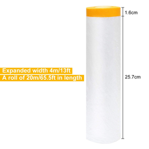 Película de Enmascarar para Pintar, Lámina de Plástico para Pintores con Cinta Adhesiva - Papel de Enmascarar Fácil de Usar para Renovación del Hogar y Protección de Bordes de Automóviles - Product Image 2