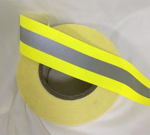 <span class=keywords><strong>Cinta</strong></span> reflectante ignífuga Flou-Yellow Silver de 5cm de ancho para ropa de trabajo de seguridad para bomberos - Product Image 1