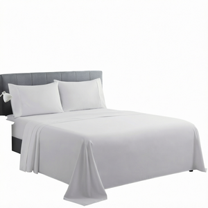 Parure de lit 4 pièces imprimée moderne pour hôtel, drap-housse double face 400 fils, taies d'oreiller douces de haute qualité, toutes saisons - Product Image 1