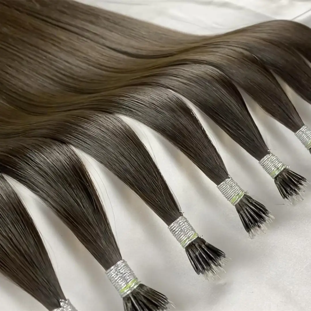 Groothandel Keratine Nano Ringtip Menselijk Haar Extensions Cabello Natuurlijke Echte Cuticula Uitgelijnd Nanoring Natuurlijke Hair Extensions