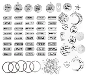 60pcs bạc từ Charms cho Diy Craft Bangle & đồ trang sức làm thiết kế thiết lập cho vòng đeo tay & crafting Nguồn cung cấp
