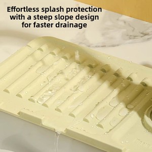 Faucet Splash Guard <b>Mat</b> <b>Silicone</b> Soap Storage Pad for Kitchen & Bathroom, Slope Design for Fast Drying, Foldable Drainage <b>Mat</b> - Product Image 2