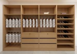 Armoire sur mesure contemporaine, finition en bois mélaminé, meubles de rangement pour chambre à coucher, pour maisons, villas et appartements - Product Image 4