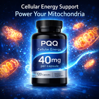 Capsules de PQQ 40mg Pyrroloquinoline Quinone, Complément Énergétique Cellulaire, Soutien à la Santé Cérébrale et à l'Énergie Mitochondriale, 120 OEM