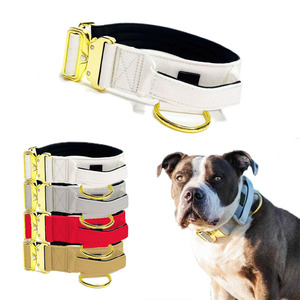 Özel toptan 2 inç ayarlanabilir köpek tasması taktik naylon yastıklı yaka büyük köpekler için lüks altın Metal toka ile - Product Image 1