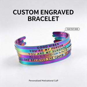 Pulsera de la Amistad Personalizada con Grabado Multilingüe, Brazalete de Acero Inoxidable con Arcoíris, Joyería al por Mayor para Mejores Amigos - Product Image 1