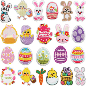 Expédition mondiale, patchs brodés personnalisés <span class=keywords><strong>en</strong></span> forme de <span class=keywords><strong>lapin</strong></span> de Pâques, de dessins animés d'animaux, de lettres, découpés au laser, de petite taille, pour divers festivals - Product Image 1
