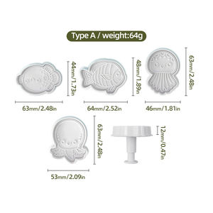 4 Uds serie de animales del océano Marino Ballena tiburón Manta Ray simulación galleta molde creativo cocina hogar DIY hornear cortadores de <span class=keywords><strong>galletas</strong></span> - Product Image 6