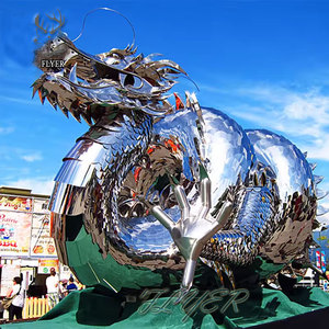 Estatua de dragón de <span class=keywords><strong>Metal</strong></span> chino de bajo precio, estatua de dragón de acero inoxidable de arte personalizado - Product Image 5