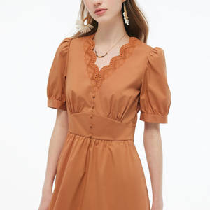 OEM ODM vendita calda manica corta ricamata scollo a v vestito da donna estate produttori cinesi abbigliamento personalizzato donna - Product Image 1