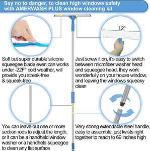 2 trong 1 cửa sổ công cụ làm sạch cửa kính sạch hơn dài xử lý giống cây chổi cho kính scraper gạt nước - Product Image 4