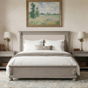 Cama <span class=keywords><strong>de</strong></span> Pared Francesa RH ST. JAMES, Tamaño King, Cabecera Tapizada, Estructura <span class=keywords><strong>de</strong></span> <span class=keywords><strong>Madera</strong></span> Sólida, Color Gris Claro, Muebles Elegantes para Dormitorio - Product Image 3
