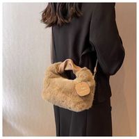 Tas Selempang Baru Bahan Plush, Mode Musim Gugur dan Musim Dingin, Tas Kecil dengan Ritsleting, Lapisan Poliester untuk Pesta