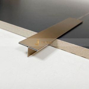 LL128 Bande de finition décorative en métal pour carrelage, en acier inoxydable PVD Or Rose finition brossée, profil en T, pour mur, usage en appartement, étanche, garantie 5 ans - Product Image 4
