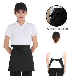 Uniforme de serveur de restaurant en coton et lin, tablier court imperméable pour café, vêtements de travail, logo personnalisé - Product Image 2
