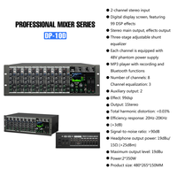 Console de mixage audio alimentée 10 canaux DP-10D, 2*350 watts de sortie, console de mixage en métal à montage en rack