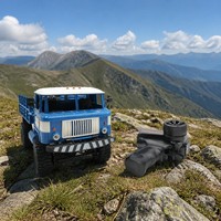 Camion RC 4x4 tout-terrain télécommandé 2,4 GHz avec LED, ABS+Métal, 40 min d'autonomie, bleu, pour enfants et adultes, avec chargeur