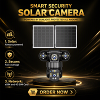 Caméra solaire 4G personnalisée en usine, caméra de sécurité PTZ à quatre objectifs, suivi automatique des personnes, application de surveillance à distance en 17 langues, extérieur