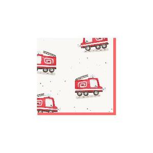 DAMAI Nouvelle Collection Vaisselle de Fête Personnalisée Jetable Camion de Pompiers Imprimé Rayures Rouges Assiettes Gobelets Serviettes en Papier - Product Image 5