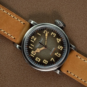 Hruodland 2025 New Bronze pilot Men's Mechanical Watch Sapphire Stainless Steel Waterproof Leather 30Bar Luminous Reloj Hombre - Product Image 2