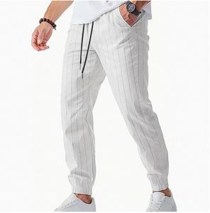 Nuovi Pantaloni Casual <span class=keywords><strong>a</strong></span> <span class=keywords><strong>Righe</strong></span> in <span class=keywords><strong>Lino</strong></span> per Uomo 2026, Vestibilità Comoda Stile Americano, Pantaloni Sportivi per Tutte le Stagioni - Product Image 6