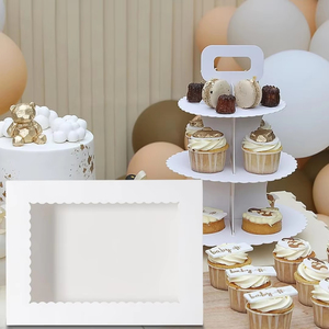 Cajas Rectangulares Blancas para Pasteles y <span class=keywords><strong>Repostería</strong></span>, Resistentes a la Humedad, con Ventana <span class=keywords><strong>de</strong></span> Borde Ondulado y Logotipo Personalizado, Venta <span class=keywords><strong>al</strong></span> Por <span class=keywords><strong>Mayor</strong></span> - Product Image 3