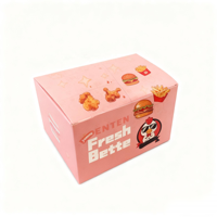 Boîte personnalisée rose pour poulet frit Boîte d'emballage aéré pour ailes avec sauce Poulet croustillant et frites à emporter Boîte à pizza pour frites de poulet