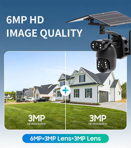 Cámara de seguridad para el hogar Wifi Domo de doble lente de 6MP con tarjeta SIM 4G 2 paneles solares alimentados por batería 2 pantallas Cámara CCTV impermeable - Product Image 4