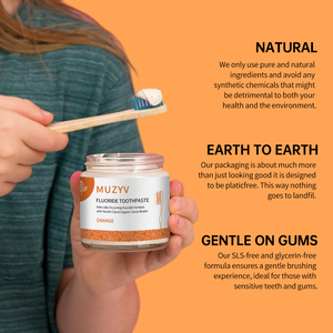 OEM Vegan <strong>Toothpaste</strong> for Adults Kids Whitening Anti-Cavity Fluoride-<strong>Free</strong> <strong>SLS</strong>-<strong>Free</strong> Fresh Gentle Clean Orange Essential Oil Herbal - Product Image 4