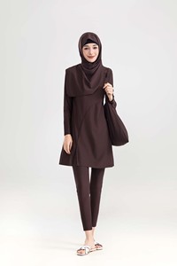 Burkini musulman personnalisé avec logo OEM, tunique de plage pour femmes, couvrant entièrement le corps, idéal pour la <span class=keywords><strong>piscine</strong></span> - Product Image 5