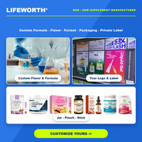 LIFEWORTH Marque Privée Poudre de Cacao aux Champignons Mélange Crinière de Lion et Reishi pour Latte au Cacao, Pot de 300g, Adaptogène, Cacao Chaud, OEM ODM Vrac GMP