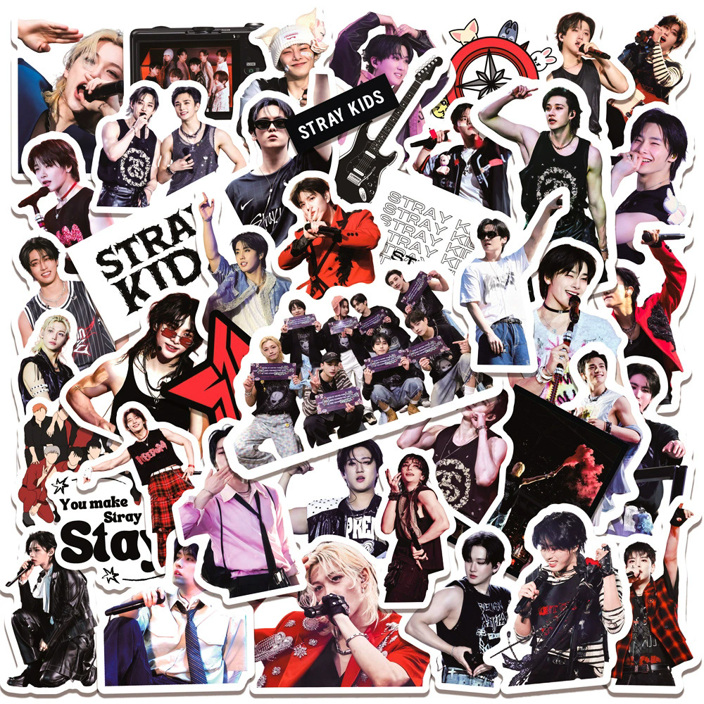 GHPKOTW StrayKids - Lot de 50 autocollants Kpop - En vinyle imperméable - Mini autocollant photo - Cadeau pour STAY, ordinateur portable, casque, vélo (style 2/50 pièces