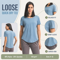 T-shirt de sport pour femme à coupe ample et séchage rapide, vêtements de sport OEM, vêtements de yoga personnalisés, hauts de fitness, t-shirt de course, pull de sport pour femme