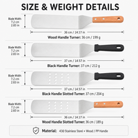 Spatule de cuisine polyvalente pour grillades, teppanyaki, poisson frit, hamburgers, steaks, crêpes, nouilles – Antidérapante et résistante aux hautes températures