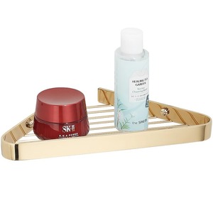 Étagère d'angle murale triangulaire dorée en cuivre standard pour salle de bain, support de rangement pour douche, capacité de charge 5 kg - Product Image 5