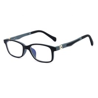 Lunettes optiques pour enfants TR90 avec charnière flexible à 180 degrés, livraison rapide, couleurs uniques et solides avec embouts en silicone bleu et noir