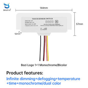 สวิตช์<span class=keywords><strong>หรี่</strong></span>ไฟแบบสัมผัส รุ่นบางเฉียบ DC12V 5A 60W พร้อมจอแสดงเวลาและอุณหภูมิ  สำหรับ<span class=keywords><strong>กระ</strong></span>จกไล่ฝ้า ไฟ LED  ปรับความสว่างได้แบบไม่มีขั้นตอน - Product Image 3