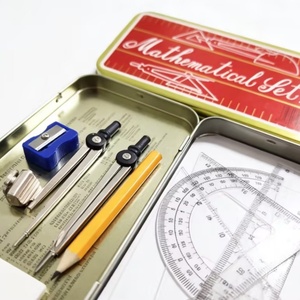 Ensemble de traçage et de division géométrique en gros pour étudiants, 9 pièces, avec boîte métallique, pour le dessin mathématique - Product Image 6