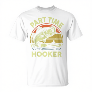 Camiseta de Pesca con Humor de Pescador a Tiempo Parcial, Unisex para Adultos, Manga Corta, Cuello Redondo, Impresión Serigrafiada - Product Image 3